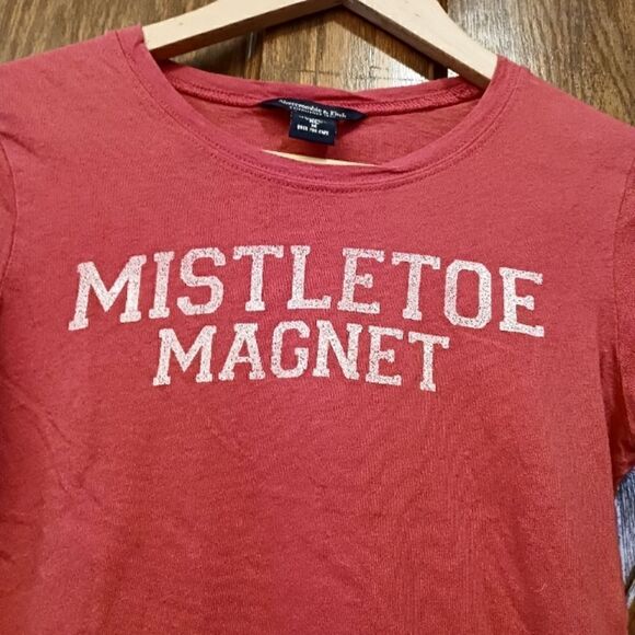 ABERCROMBIE VINTAGE RARE Cotton Shrunken Baby Tee Mistletoe Magnet - Picture 2 of 7